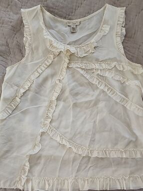 Silk J. Crew Cream Ruffle Sleeveless top